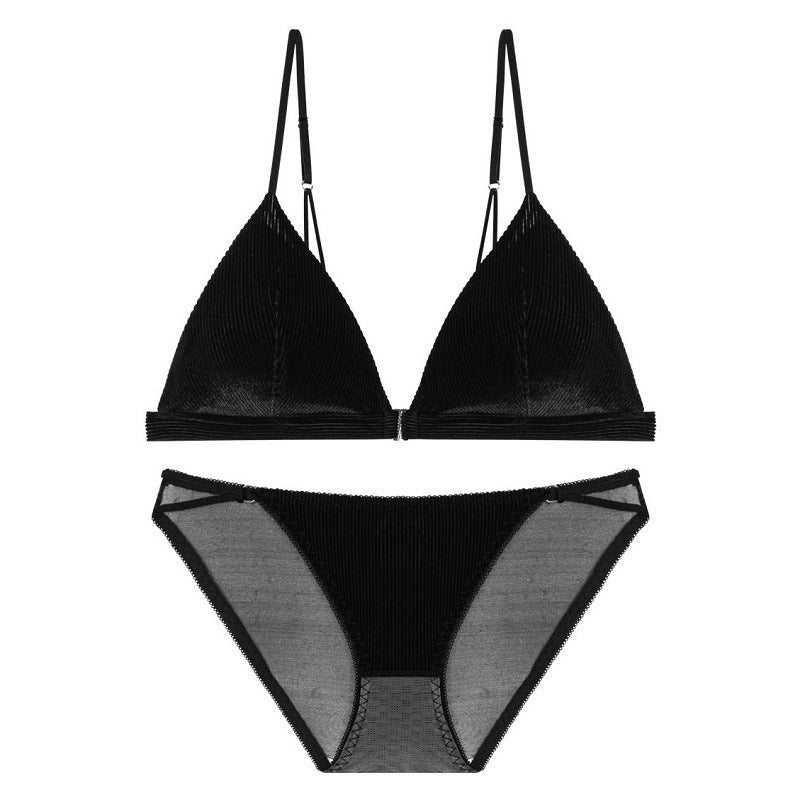 Wireless French Triangle Cup Suede Bra Set – Sexy & Breathable