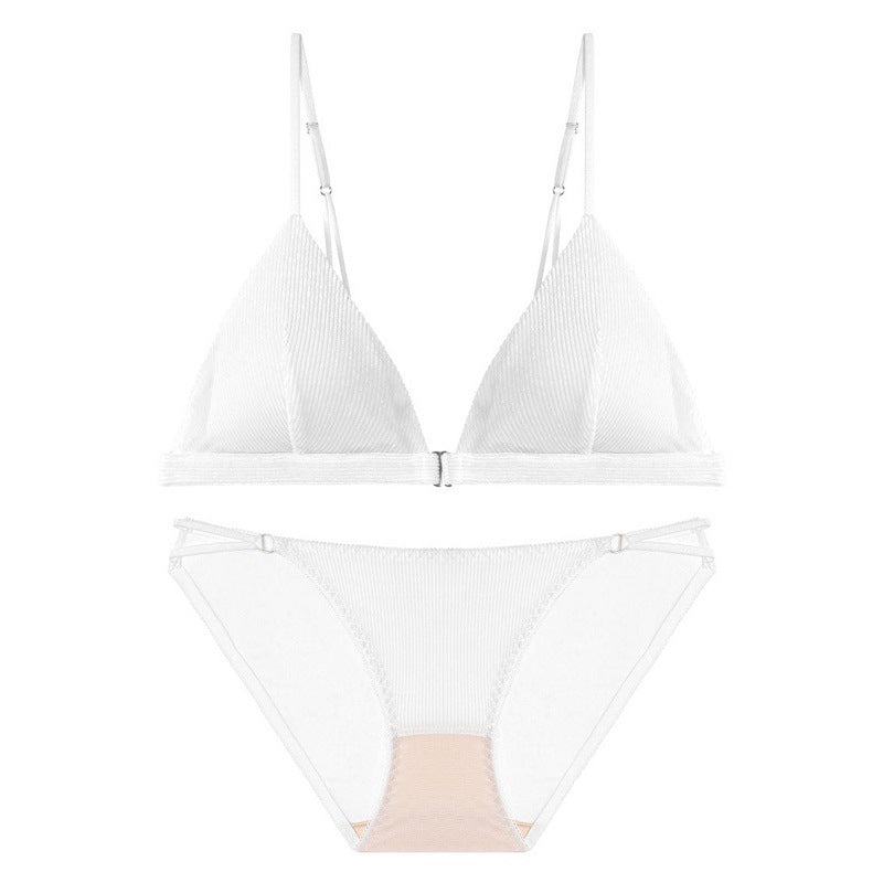 Wireless French Triangle Cup Suede Bra Set – Sexy & Breathable