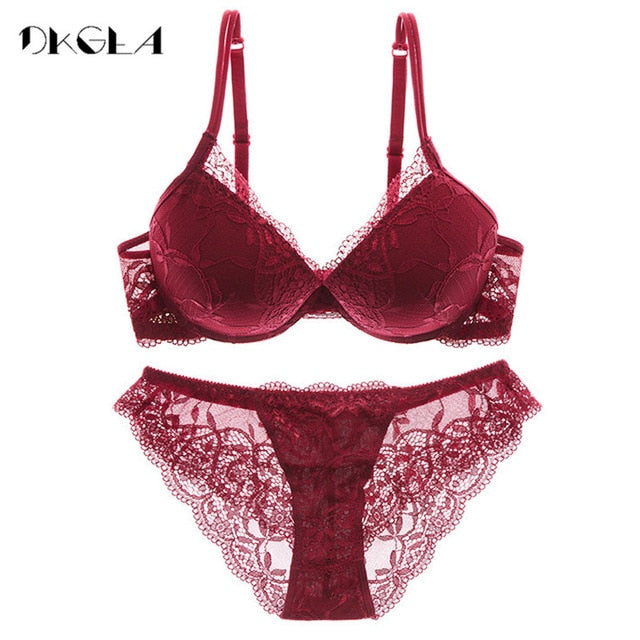 Super Gather Push-Up Lace Bra & Panty Set – Thick Cotton