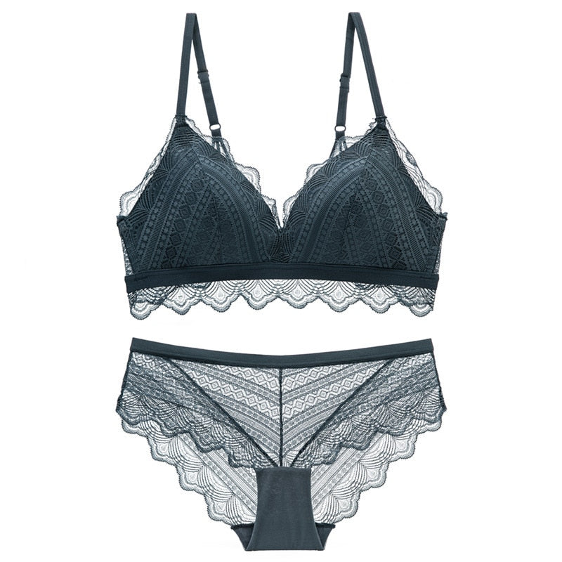Ultra-Thin Cotton Lace Bra & Panty Set – White Women’s Lingerie