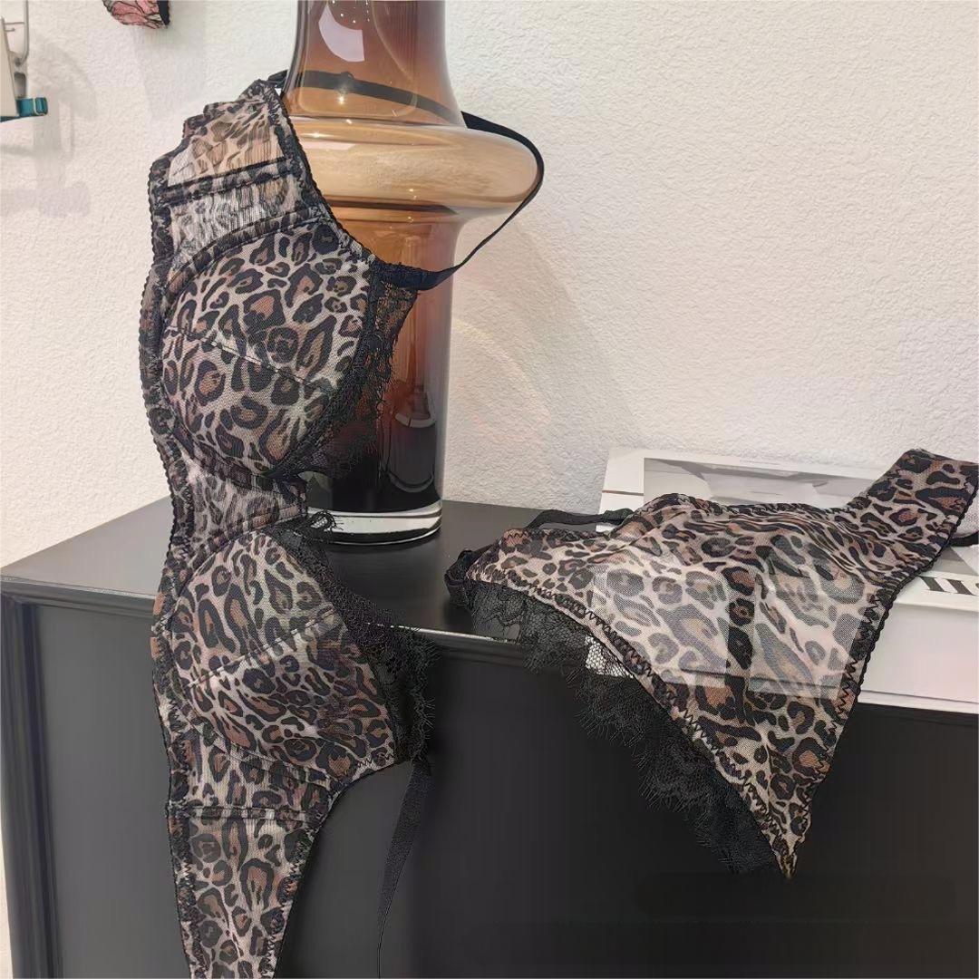 French Leopard Lace Bra Set – Sexy Minimizer for Large Bust
