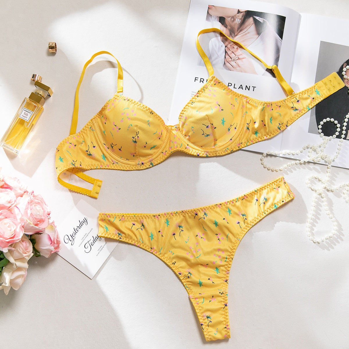 Sexy Floral Knitted Bra Set – Women’s Lingerie