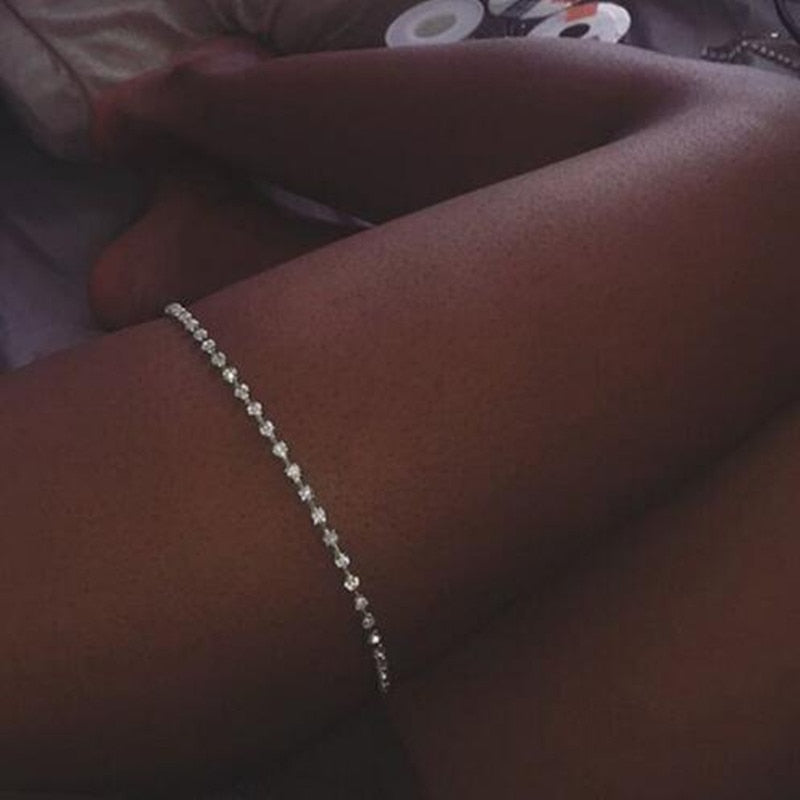 Gold Crystal Thigh Chain – Sexy Bikini Leg Body Jewelry