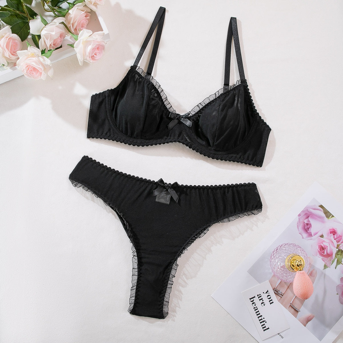 Mesh Printed Bra & Panty Set – Sexy Comfortable Lingerie