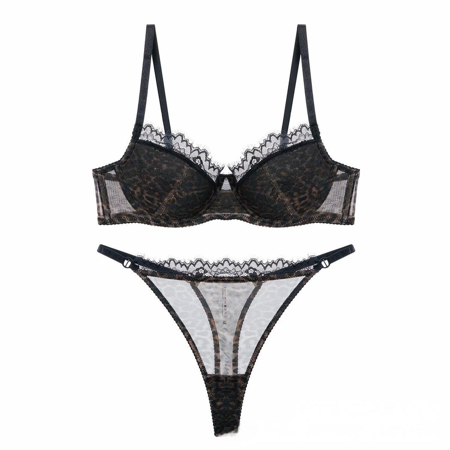 French Leopard Lace Bra Set – Sexy Minimizer for Large Bust