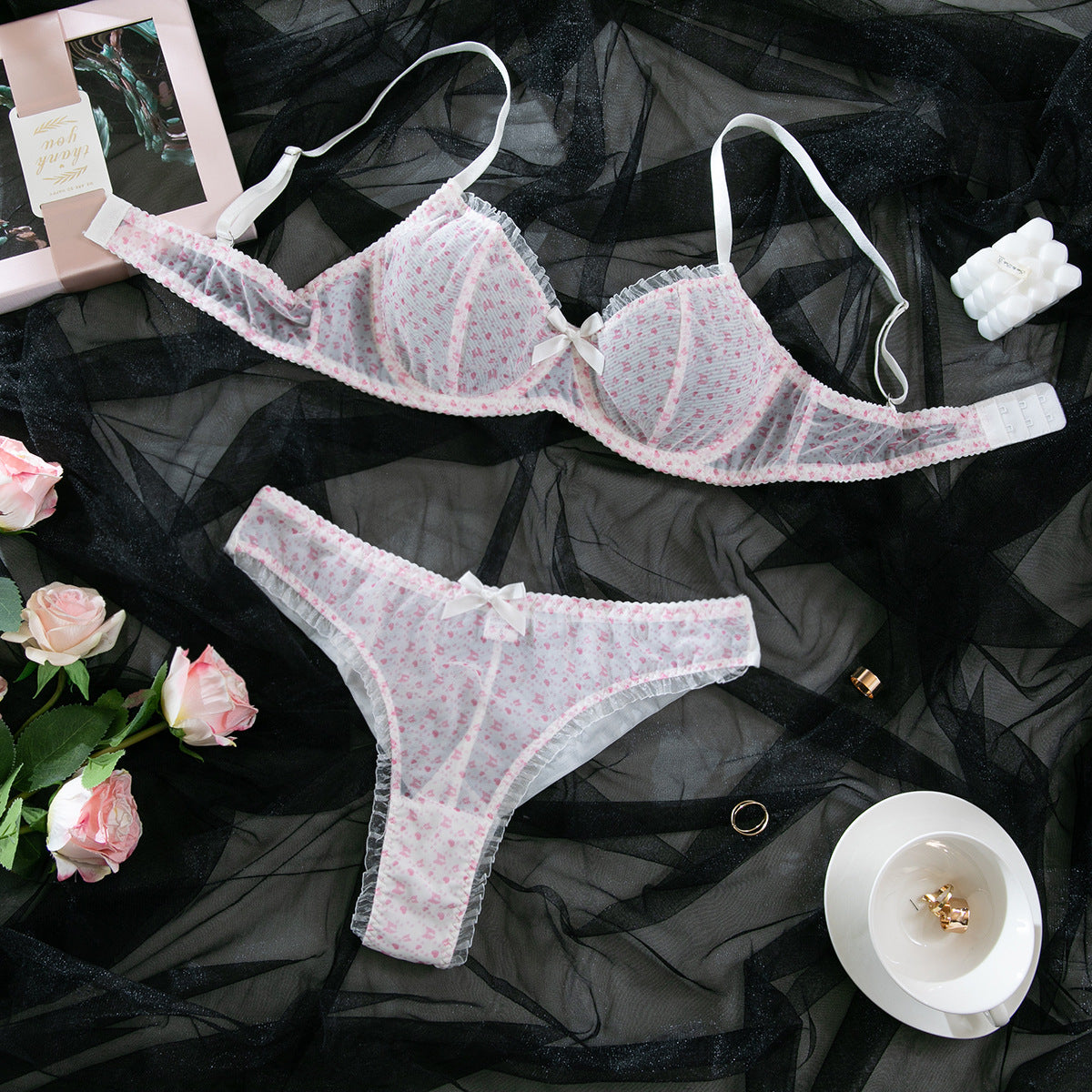 Mesh Printed Bra & Panty Set – Sexy Comfortable Lingerie