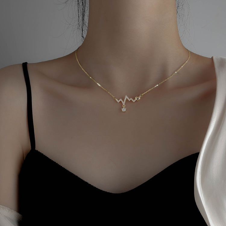 Heartbeat Electrocardiogram Necklace – Trendy Collarbone Jewelry