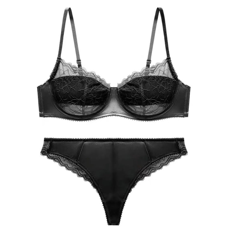 French Lace Anti-Convex Bra Set – Sexy Underwire Lingerie