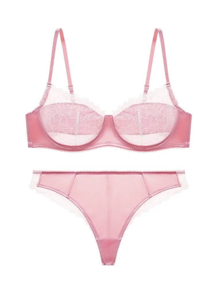 French Lace Anti-Convex Bra Set – Sexy Underwire Lingerie