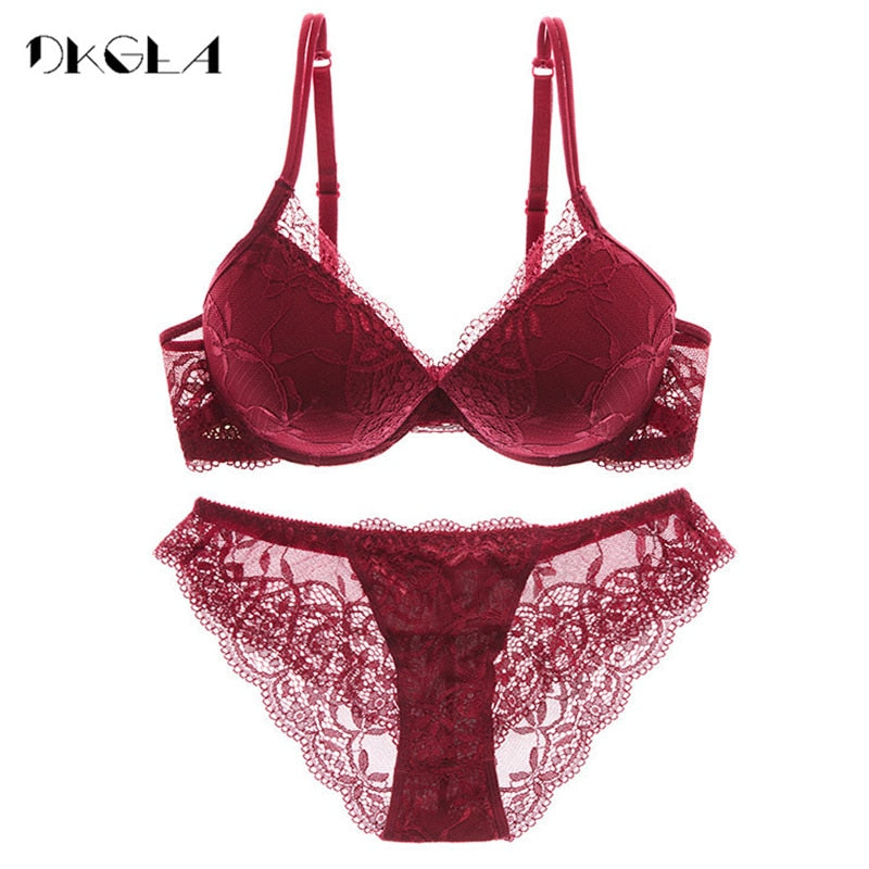 Super Gather Push-Up Lace Bra & Panty Set – Thick Cotton