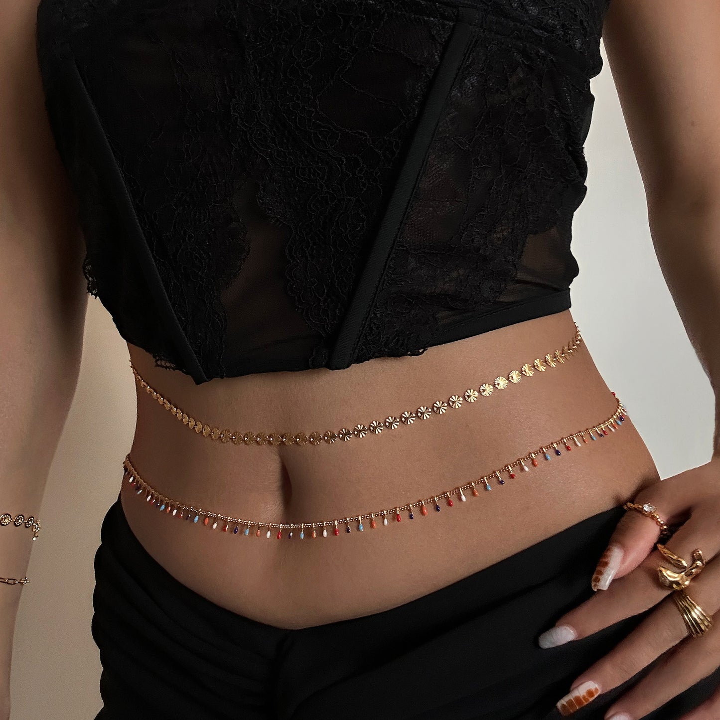 18K Gold-Plated Tassel Waist Chain – Colorful Retro Body Jewelry