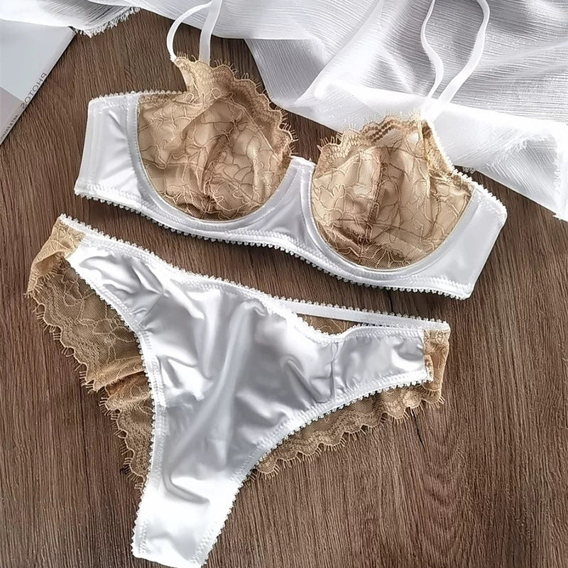 French Lace Anti-Convex Bra Set – Sexy Underwire Lingerie
