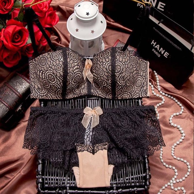 European Style Push-Up Lace Bra & Panty Set for Women