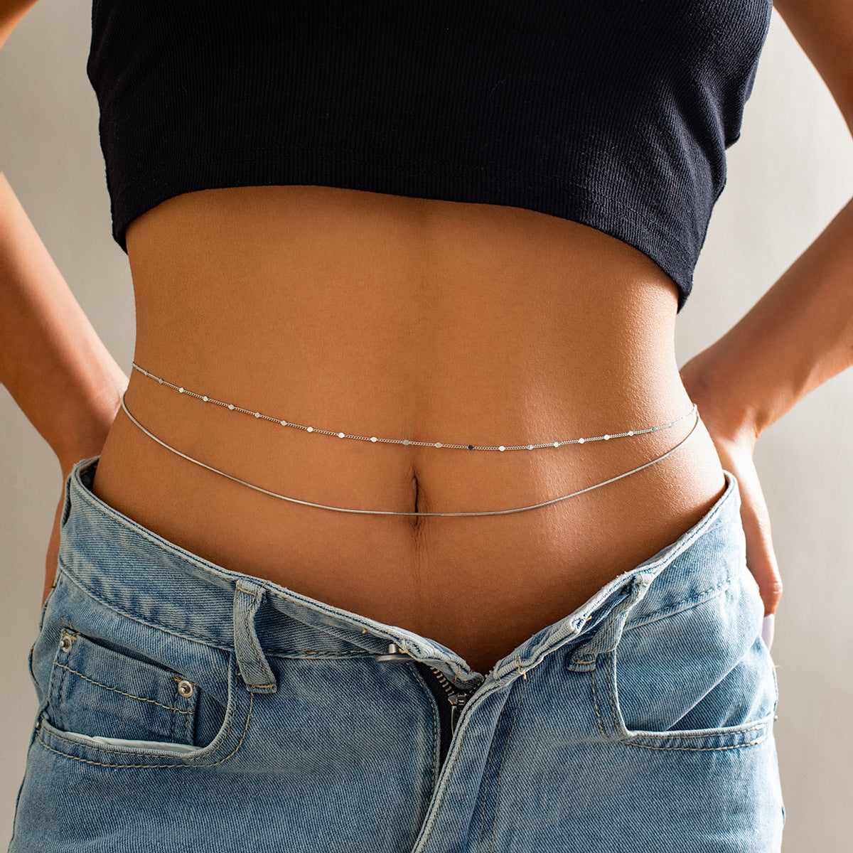 Double-Layer Thin Rhinestone Waist Chain – Sexy Beach Body Jewelry