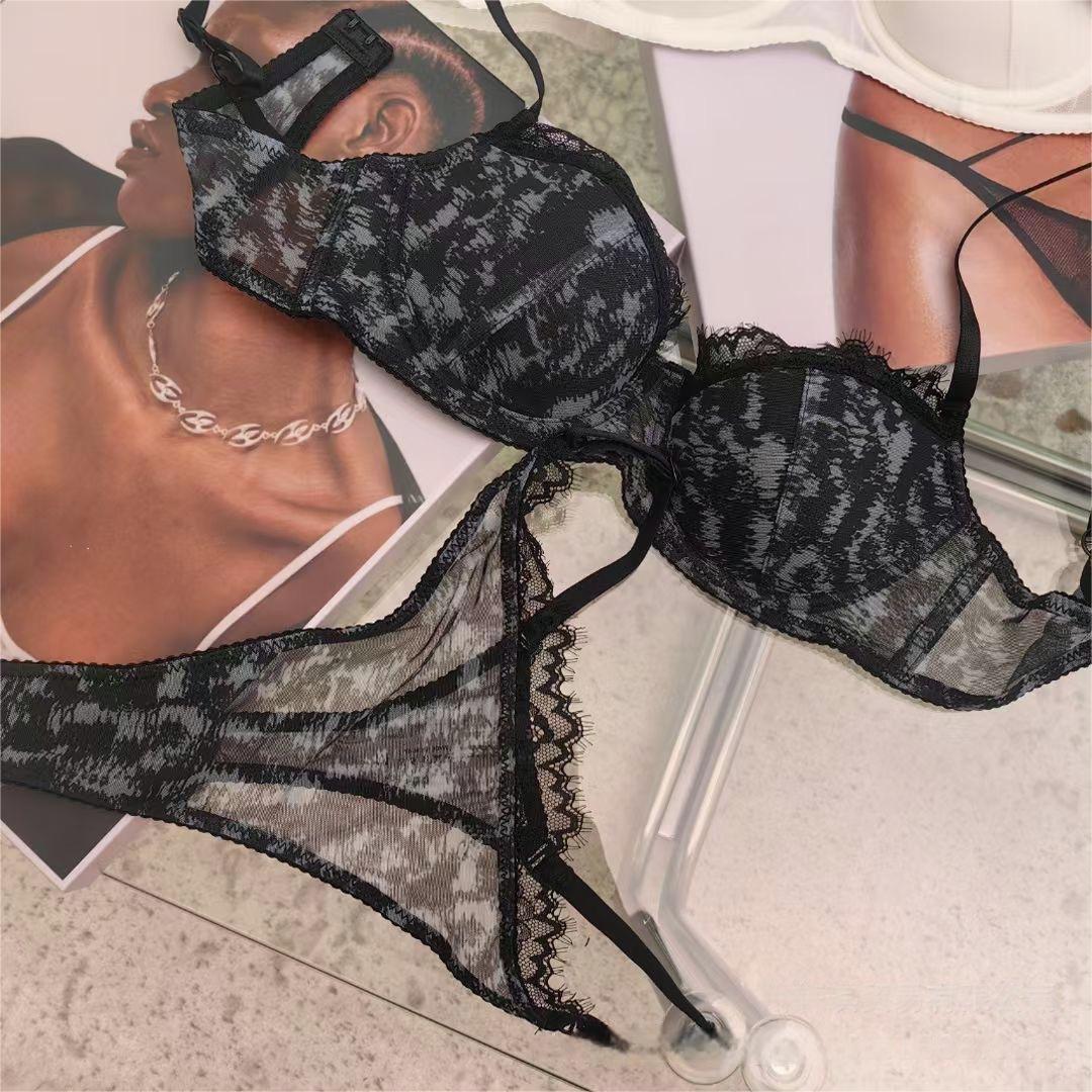French Leopard Lace Bra Set – Sexy Minimizer for Large Bust