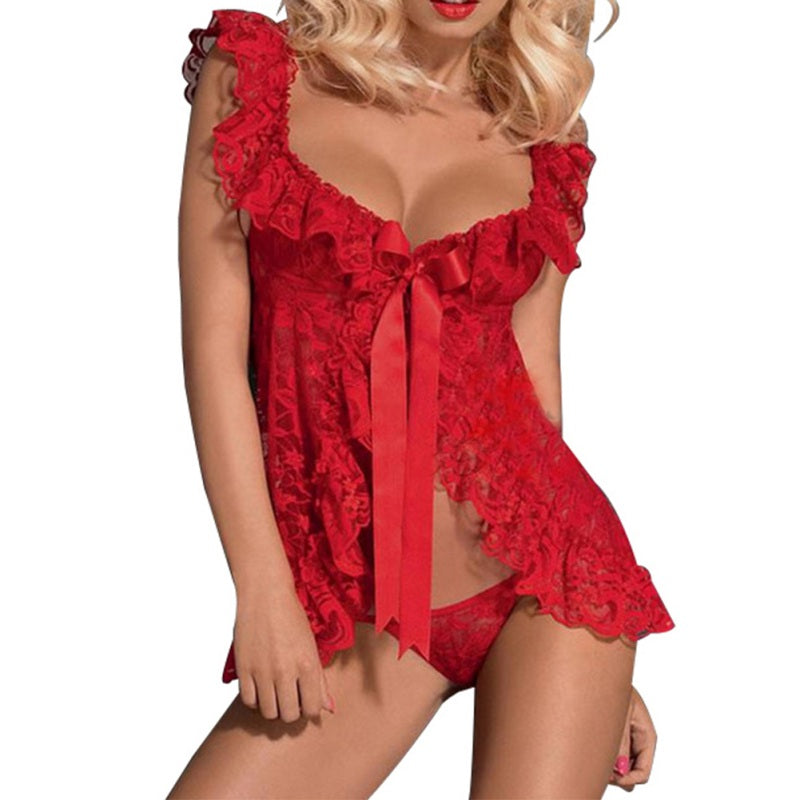Sexy Lace Nightwear Set – Women’s Dress & G-String Sleepwear