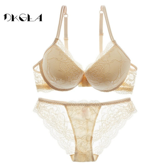 Super Gather Push-Up Lace Bra & Panty Set – Thick Cotton