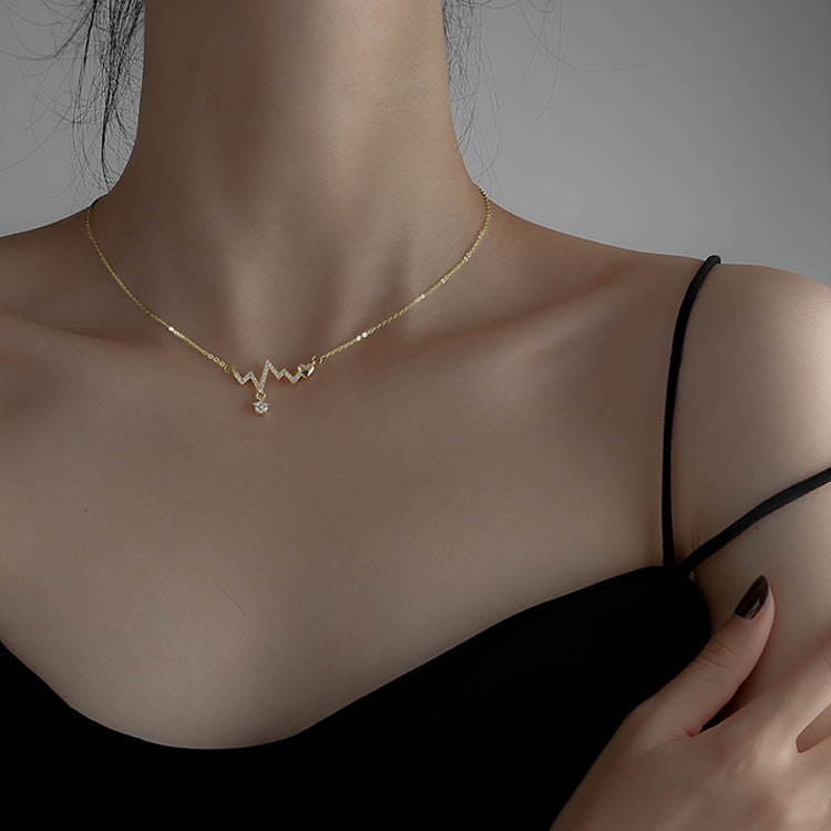 Heartbeat Electrocardiogram Necklace – Trendy Collarbone Jewelry