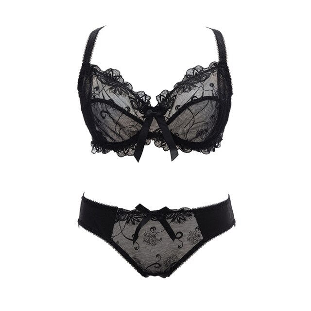 Transparent Lace Bra & Panty Set – Plus Size Sexy Lingerie