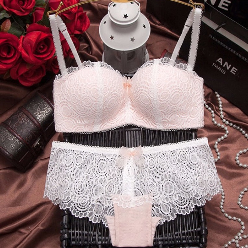 European Style Push-Up Lace Bra & Panty Set for Women