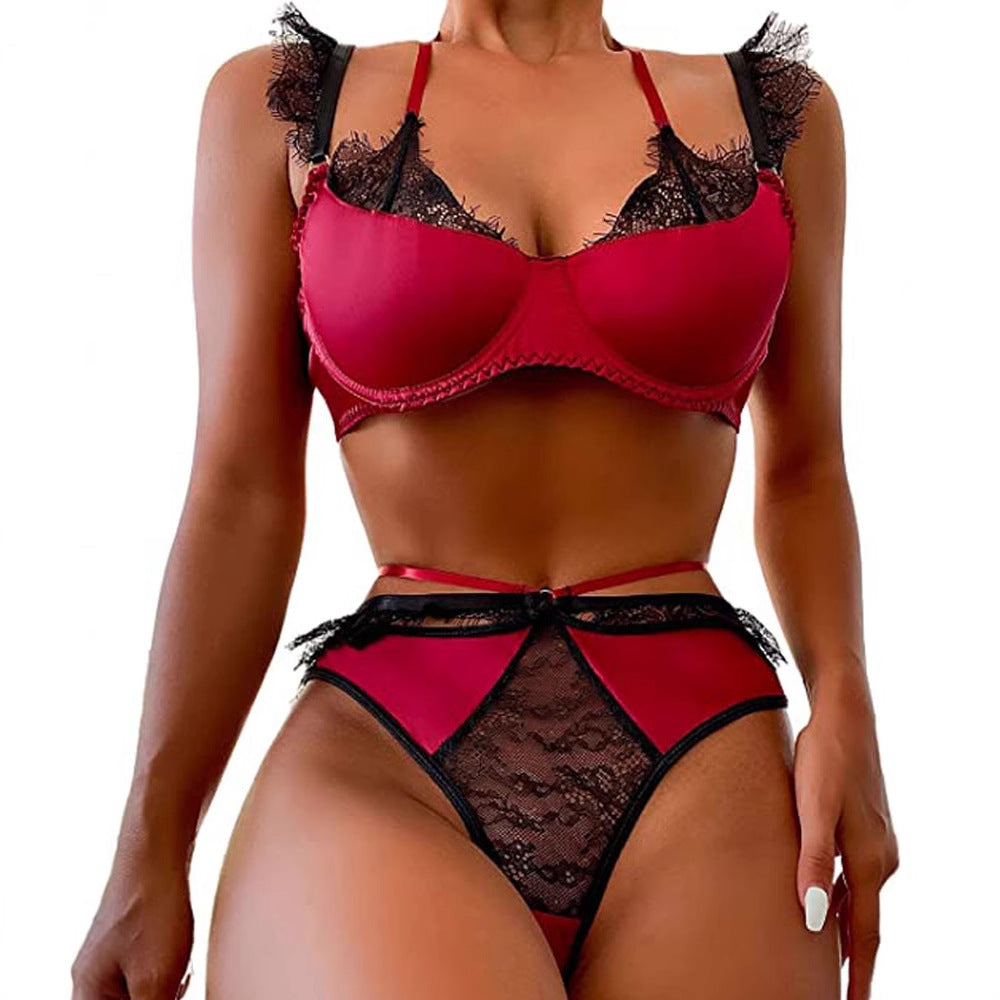 Sexy Eyelash Lace Bra Set – Elegant Women Lingerie