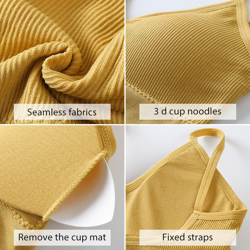 Wireless Triangle Cup Bra Set with Sexy Back Design