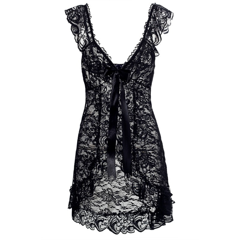 Sexy Lace Nightwear Set – Women’s Dress & G-String Sleepwear