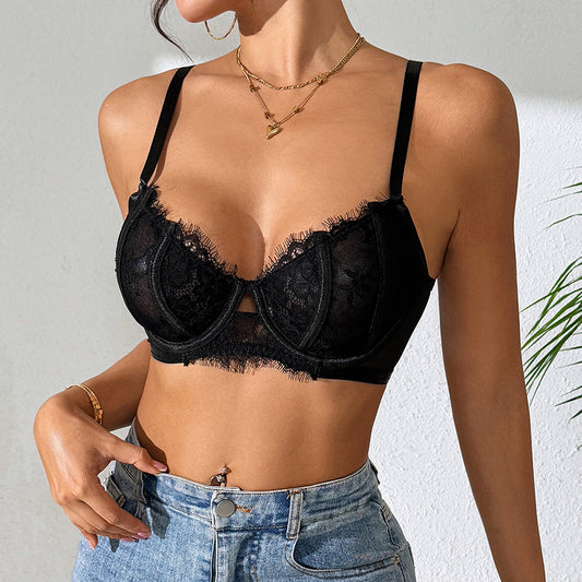 French Eyelash Lace Underwire Bra – Sexy Corset Lingerie
