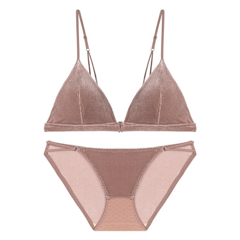 Wireless French Triangle Cup Suede Bra Set – Sexy & Breathable