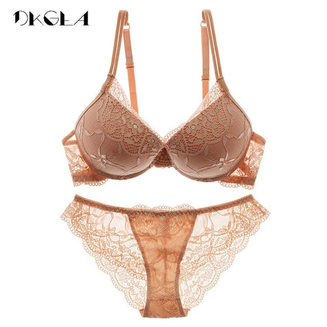 Super Gather Push-Up Lace Bra & Panty Set – Thick Cotton
