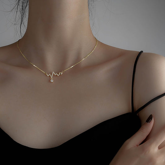 Heartbeat Electrocardiogram Necklace – Trendy Collarbone Jewelry
