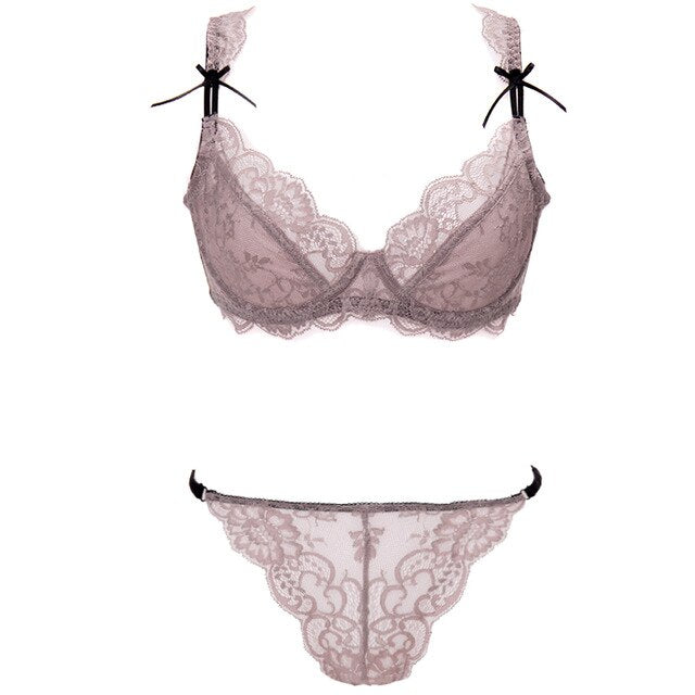 Transparent Lace Ultra-Thin Bra & Briefs Lingerie Set
