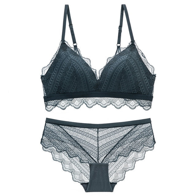 Ultra-Thin Cotton Lace Bra & Panty Set – White Women’s Lingerie