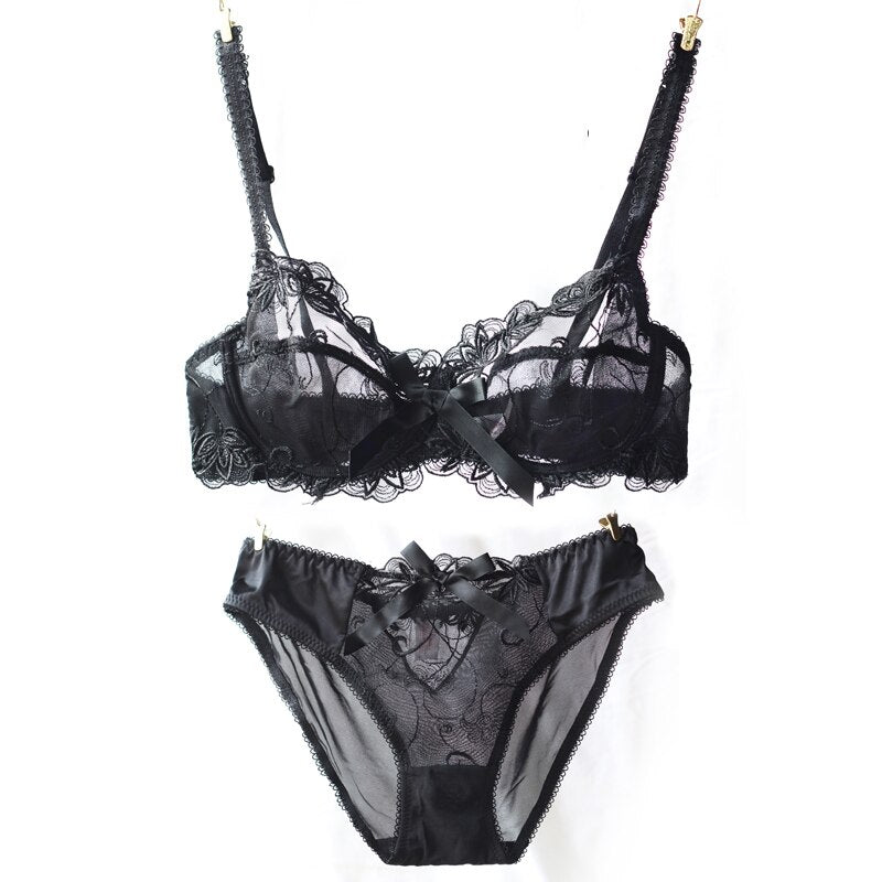 Transparent Lace Bra & Panty Set – Plus Size Sexy Lingerie
