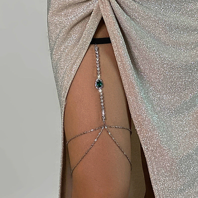 Lolita Lace Thigh Chain – Sexy Fringe Rhinestone Body Jewelry