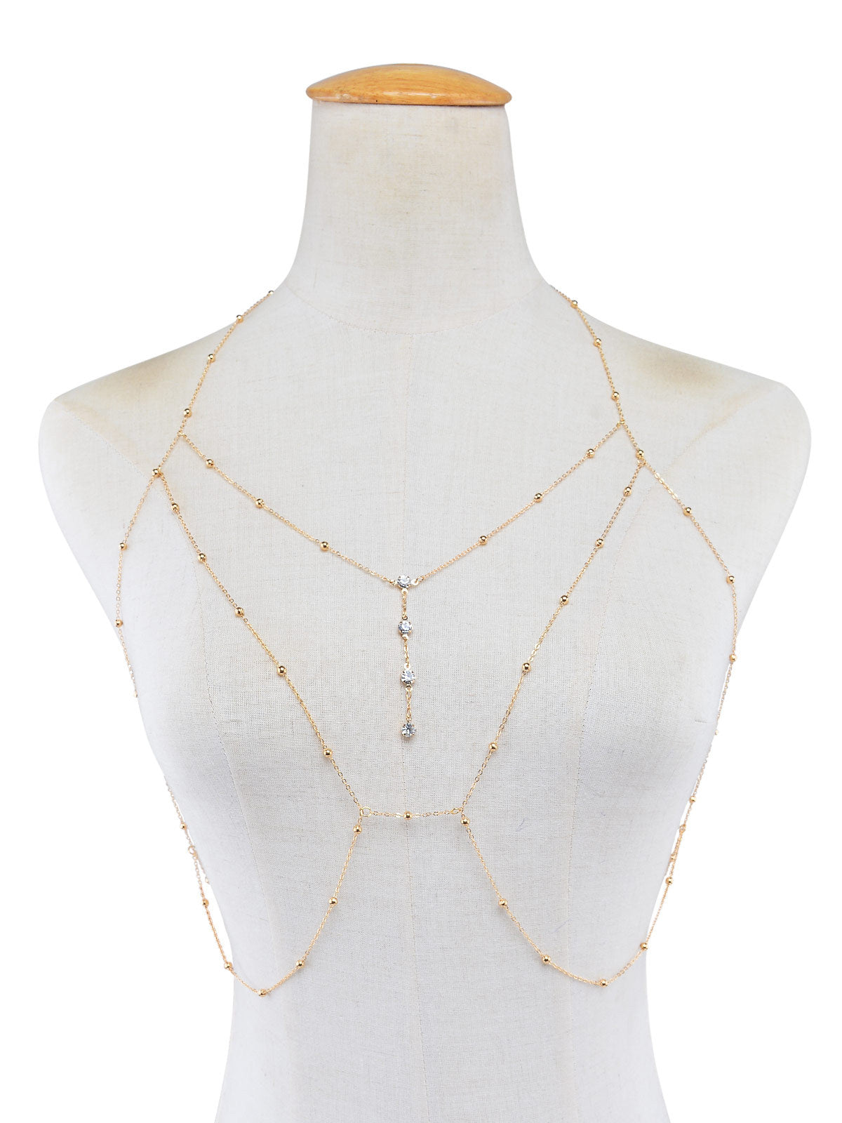 Beach Body Chain Necklace – Flash Diamond Tassel Chest Jewelry