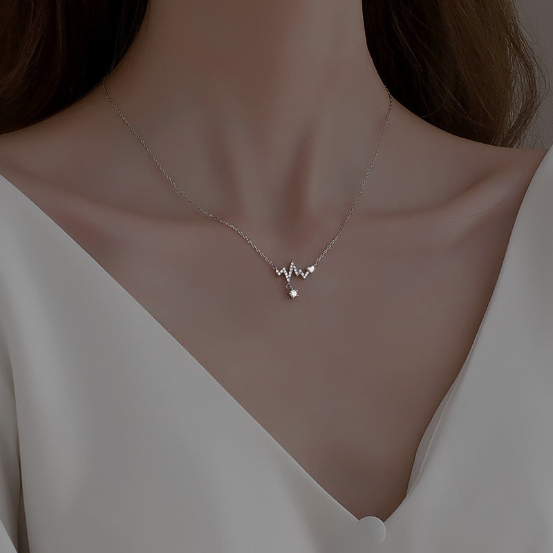 Heartbeat Electrocardiogram Necklace – Trendy Collarbone Jewelry
