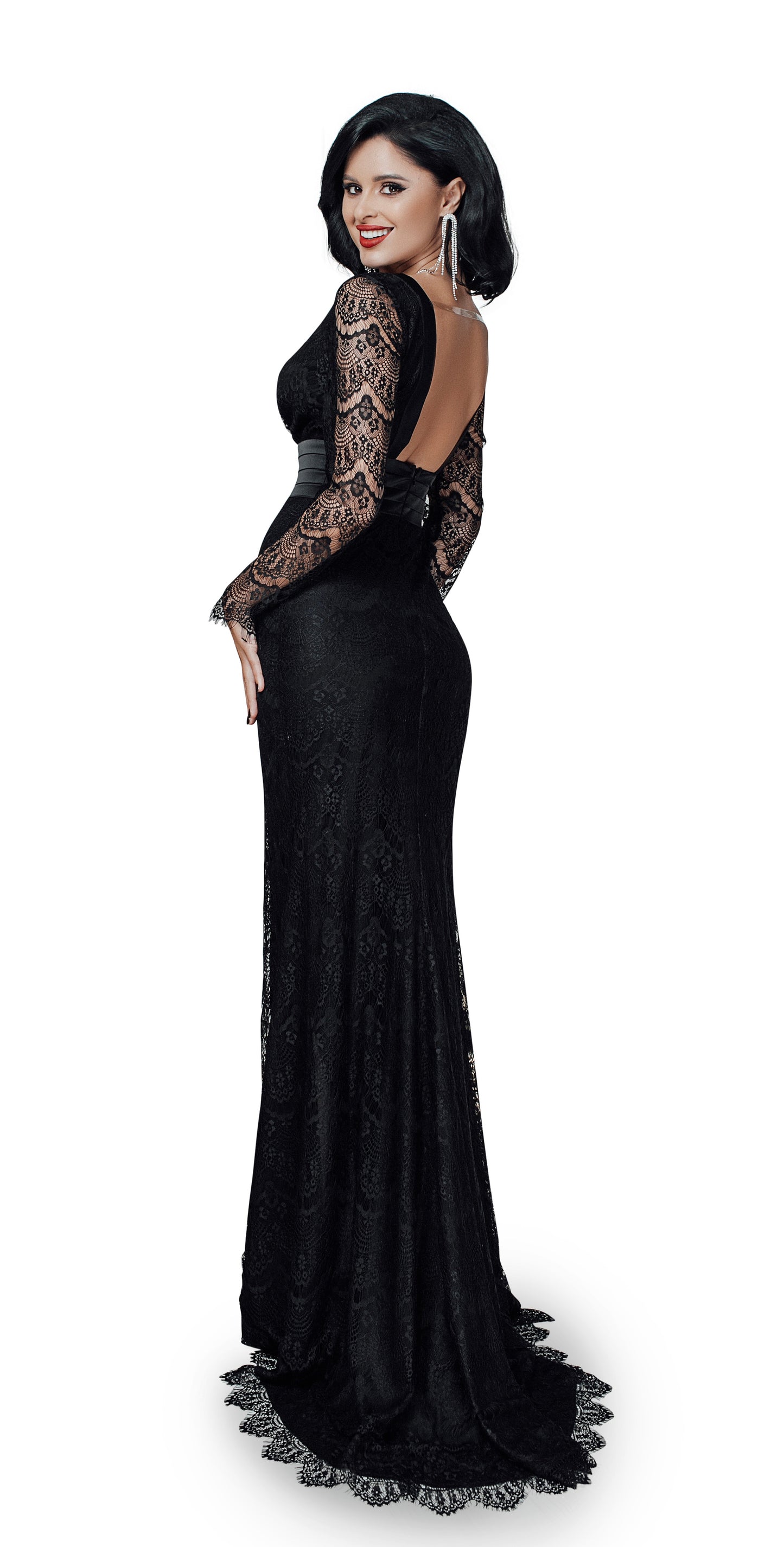 Formal Lace & Silk Maxi Dress