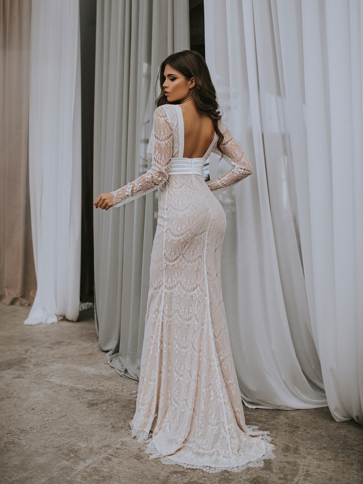 Formal Lace & Silk Maxi Dress