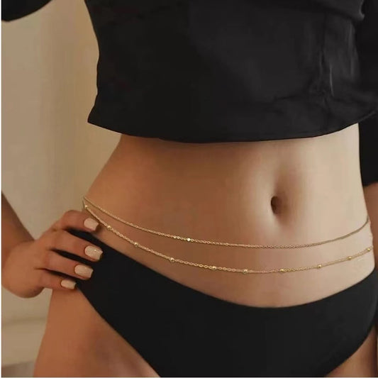 Double-Layer Round Bead Waist Chain – Fashion Body Jewelry
