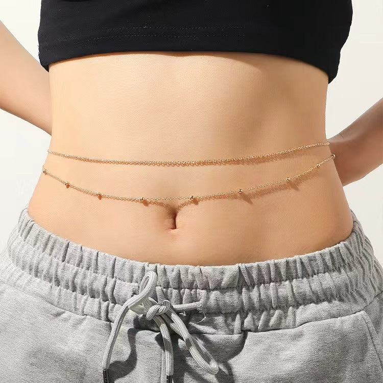 Double-Layer Round Bead Waist Chain – Fashion Body Jewelry