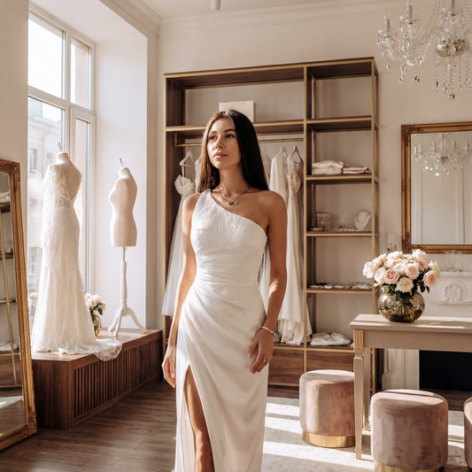 Asymmetrical Maxi Wedding Dress With Split