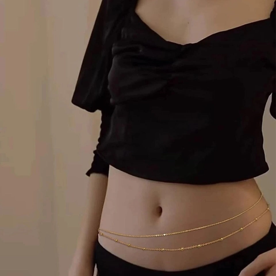 Summer Double-Layer Bead Waist Chain – Beach Body Jewelry